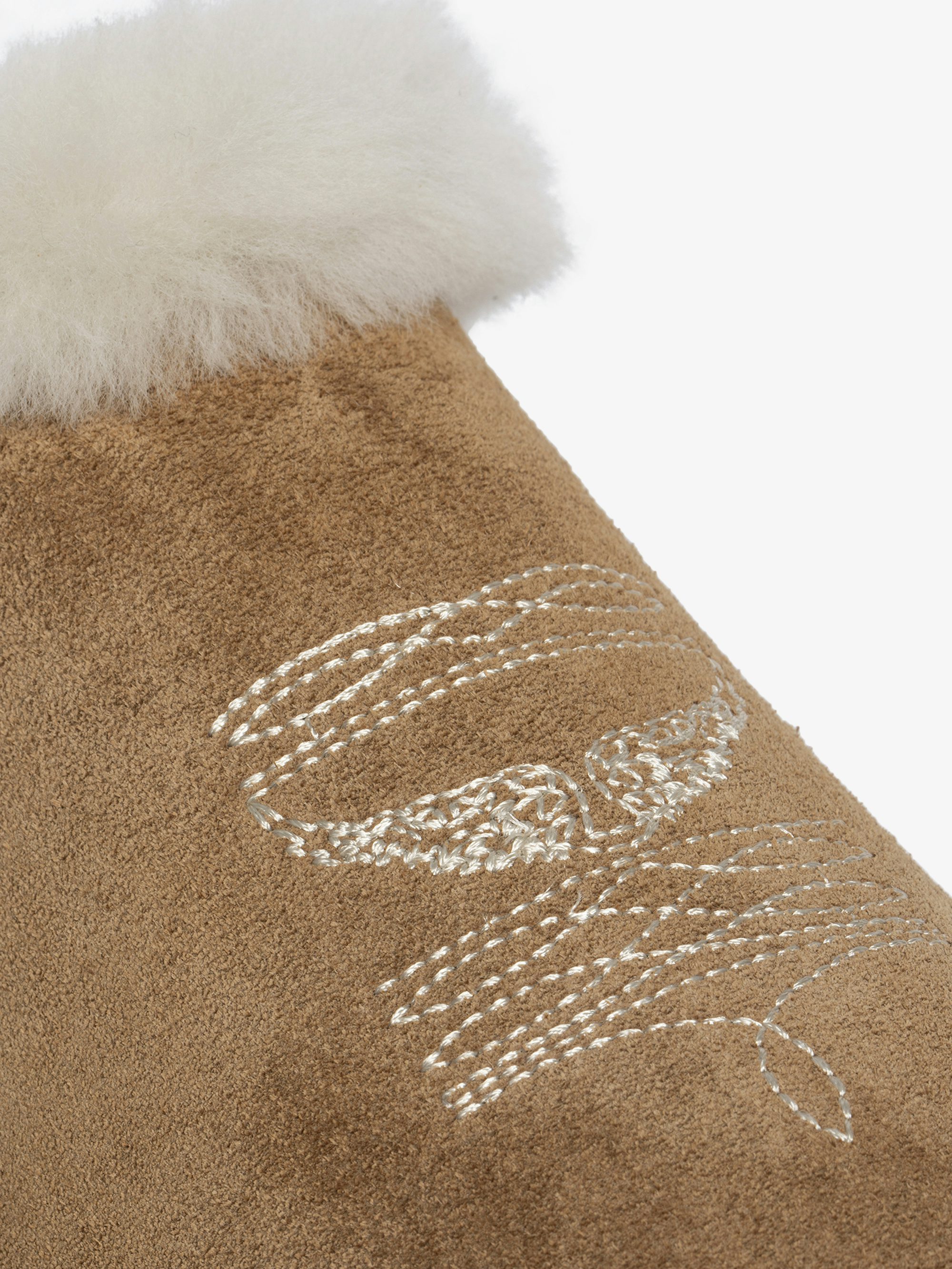 Teddy Shearling Mules - Suede and shearling mules adorned with signature embroideries.